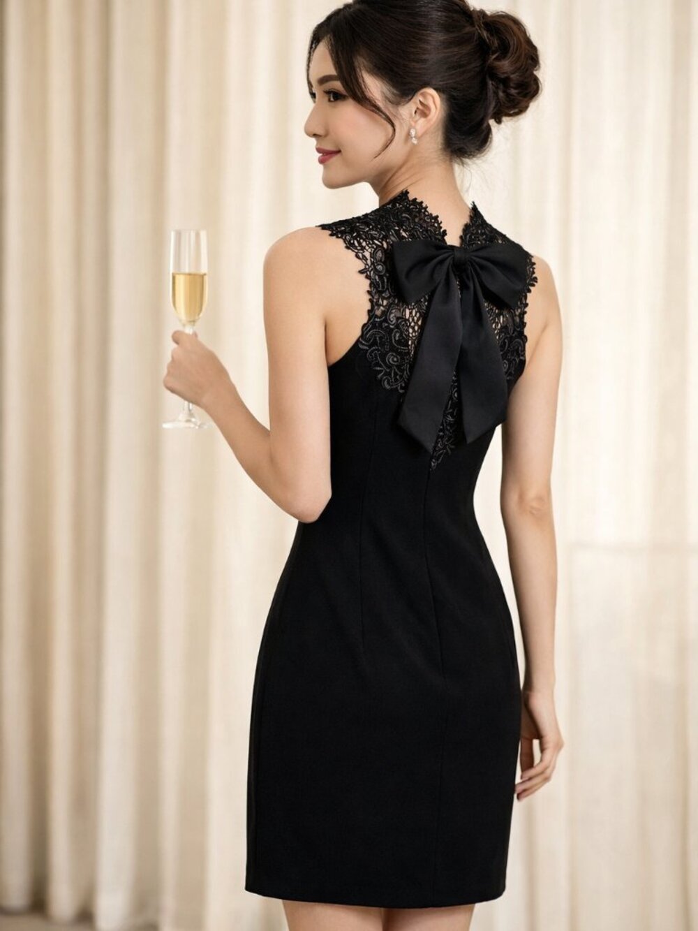 Jane Flirty Little Lacy Back Black Dress Size Small